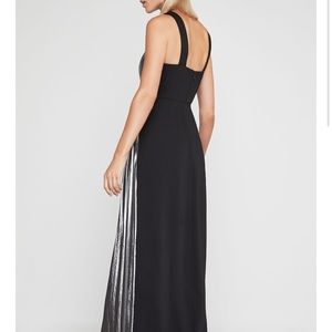 bcbg pleated metallic halter gown